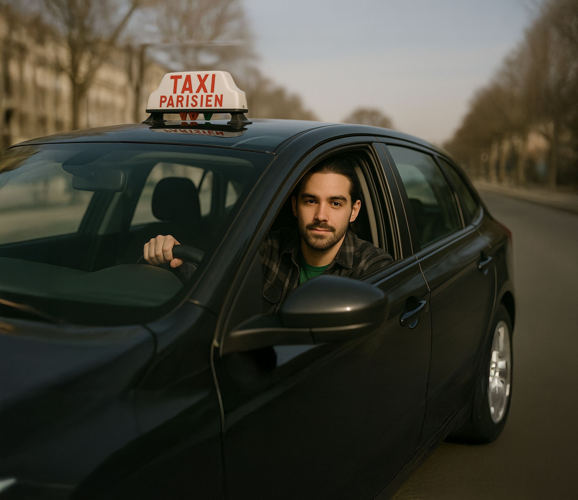 Conducteur de taxi au volant de son taxi
