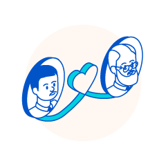 Illustration d'un patient et d'un chauffeur qui son lié par un coeur 